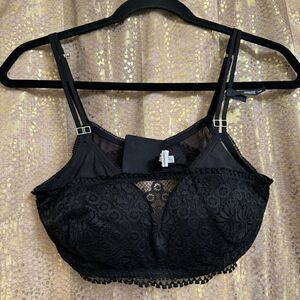 Aerie Real Good Wireless Bra Women’s 34D Black Lined Joy Lace Front NWT